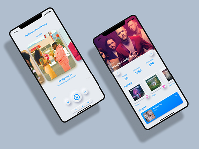 Neumorphic Design for Music Streaming App 3d adobe xd app design dribbbleindo figma illustration interaction design neuromorphic ui ux