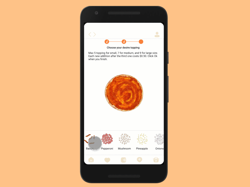Micro Interaction Pizza Topping Customization
