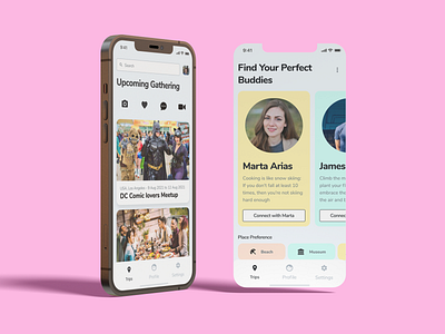 Perfect buddies: Social Media App for Gathering & Find Friends adobe xd design dribbbleindo figma interaction design ux research