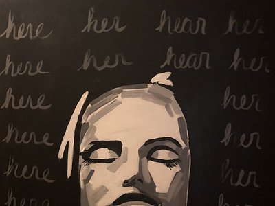 Her acrylic paint blackandwhite feminism portrait