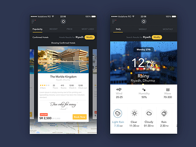 Travel App clean ux colors flat google icons interface minimal app tourism travel ui weather