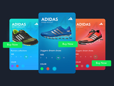 Adidas Card adidas cards colors e commerce fluorescent google gradient shoes shopping ui