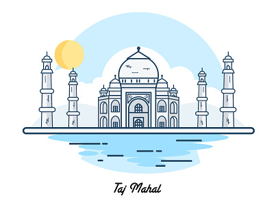 Taj Mahal: Happy republic day building drawing house illustration india line monuments taj mahal vector