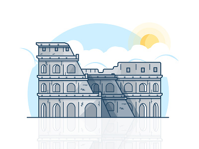 Colosseum building colosseum icon illustration italy lineart monument roma rome vector