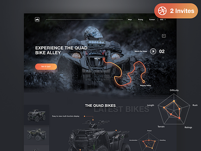 Quad Bike Website: Plus 2 dribbble Invites bike dark dribbble glow google hiring invite quad transport web website