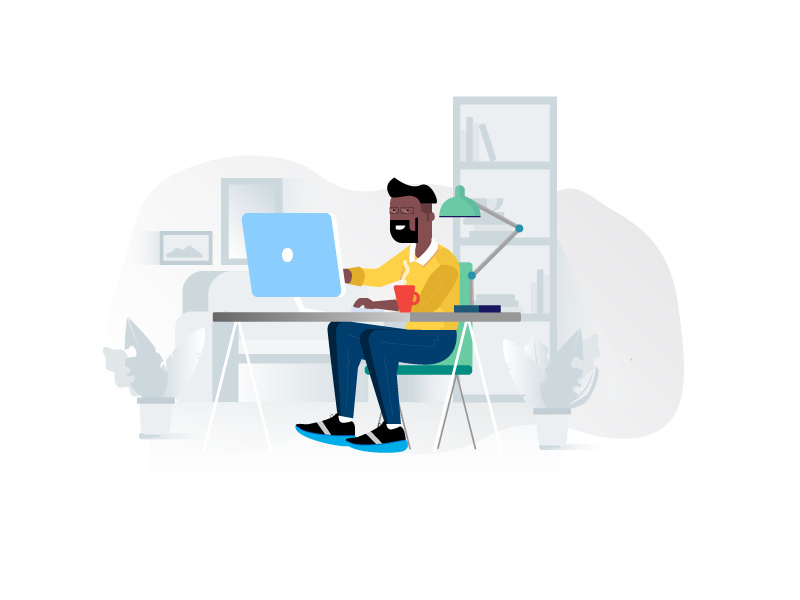 Remote Working: Illustration iphone x door card scan illustration white gif animation onboarding