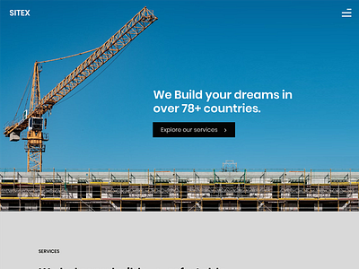 Construction Company Website blue builder company construction hero website