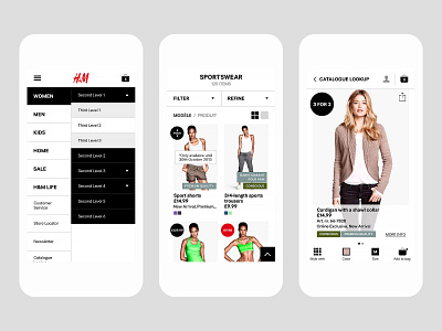 H&M android app design ecommerce ios layout ui user experience user interface ux