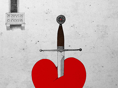 Romeo and Juliet blood heart illustration juliet knife medieval renaissance romeo shakespear sword
