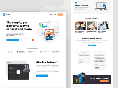 GoBoard Website Redesign clean colors costarica design education flat homepage illustration interface landing page layout students style ui uidesign visual web webdesign website