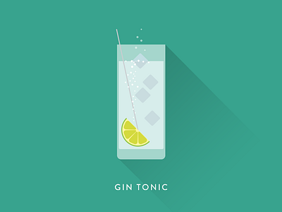 Gin Tonic beverage costa rica drink flat flat design flat style icon illustration lemon long shadow shadow vector