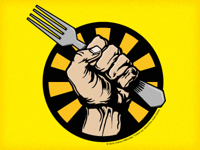 Ruta Culinaria Magazine Illustration cover fork hand illustration magazine noise revolution sunburst yellow