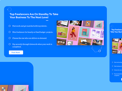 Landing page for work post app design graphic design ui ux web design