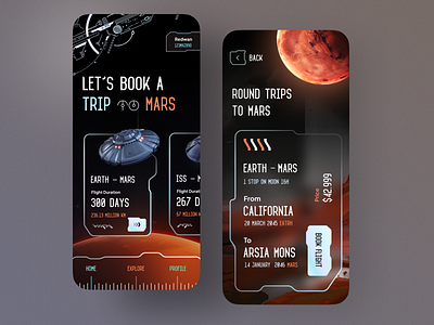 Space Flight Booking App app interface mars minimal mobile mobile app mobile apps mobile ui mobileapp mobileappdesign ui design