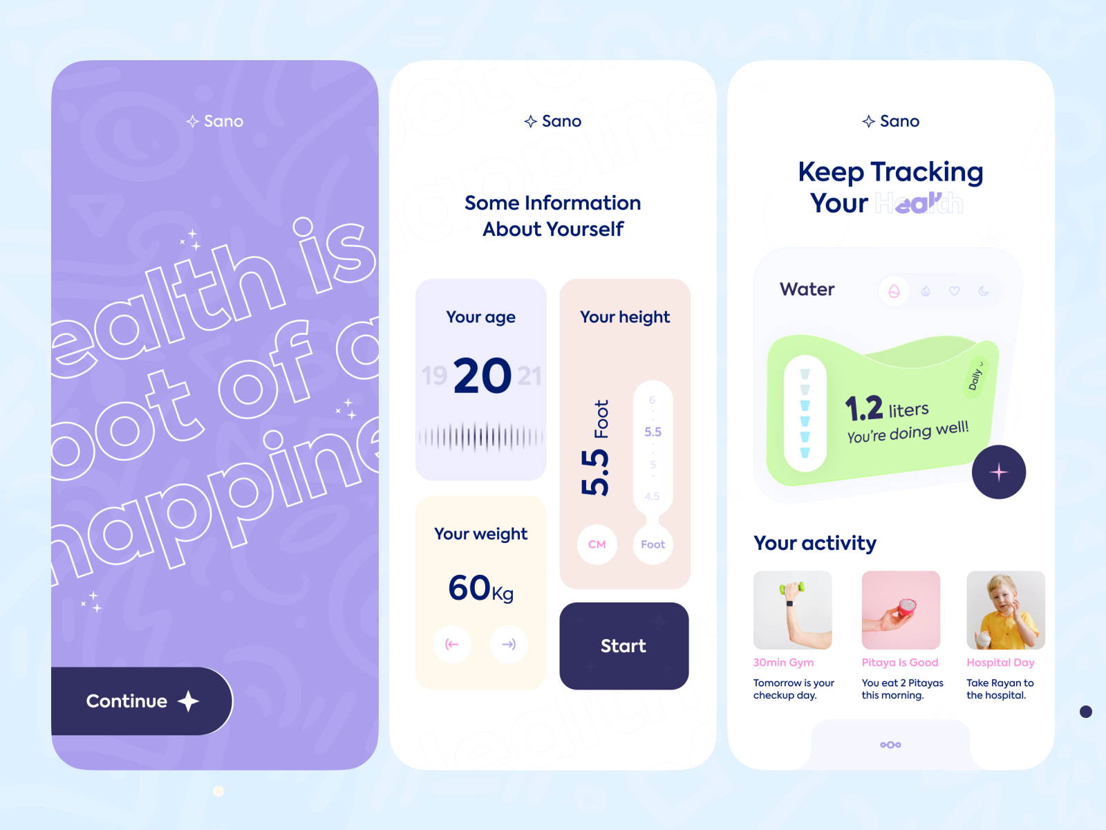 Sano - Health Tracker Conceptual App Design. By Redwan For Orix 