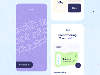 Sano - Health tracker Conceptual App Design. app design health health app health care healthtracker interface minimal mobile mobile app mobile apps mobileapp mobileappdesign new ui design
