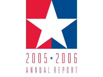 Annual report cover for UTMB annual report blue red star utmb