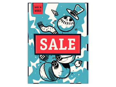 Sale poster design discount illustration poster sale snowman