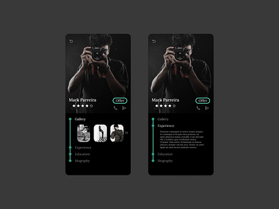 User Profile app dark design profile ui user