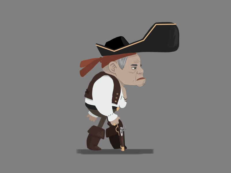 Pirate granny walk cycle after effects animation character animation cycle gif illustration photoshop pirate walk