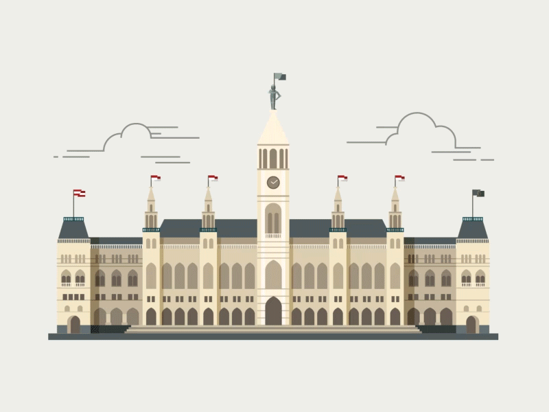 City Hall Vienna animation building explainer flat house illustration illustrator vienna