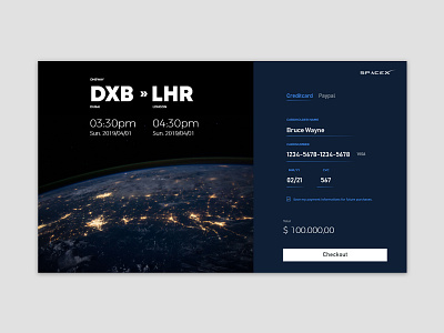 Daily UI Challenge #002 - Creditcard Checkout adobe xd creditcardcheckout daily ui daily ui 002 design spacex typography ui