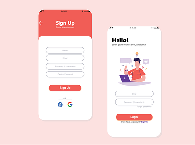 Login page Mobile adobexd dailyui dailyuichallenge experience experiment illustration illustrator orange ui user experience user interface design