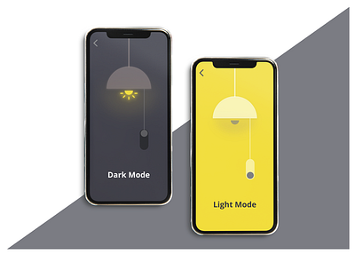 ON/OFF Switch adobexd dailyuichallenge dark darkmode illustration lightmode lights minimalistic mobile mobile app design mobile ui onoffswitch switcher ui user experience ux yellows