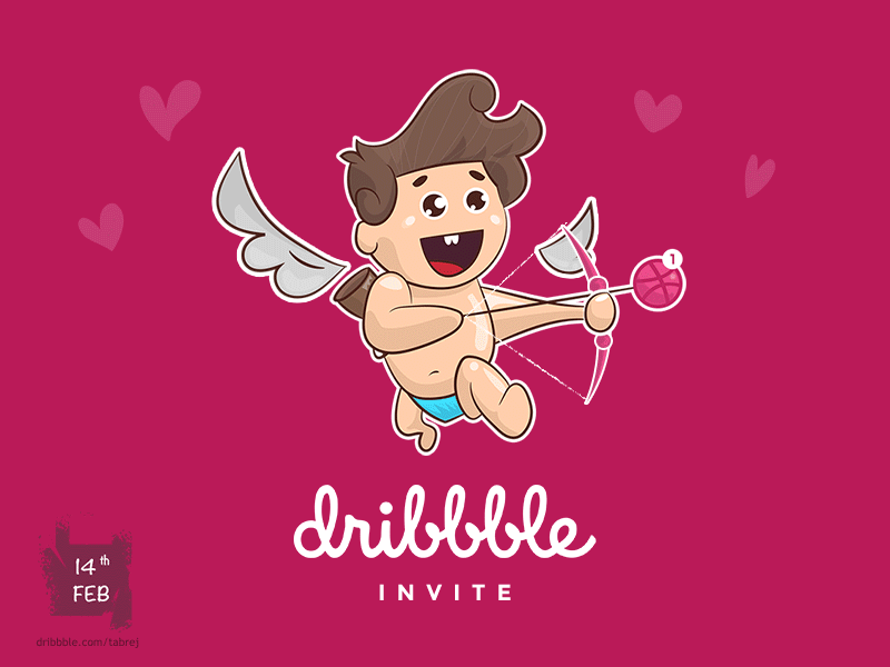 Dribbble Invite animation 2d cupid dribbbleinvitation dribbbleinvite fly giveaway love stiker valentines day wings
