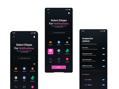 dApps Notification System app branding design graphic design ui ux