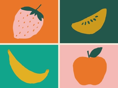 Eat your fruit brand color fruit illustrations