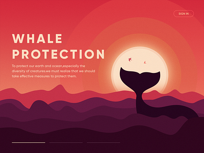 WhaleProtection bird clean design dusk illustration nature orange purple whale