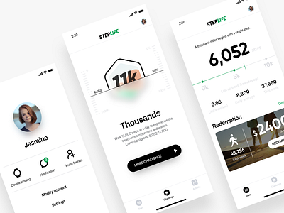 Step Life app bondge chart clean design icons ios iphonex mobile run ui ux white