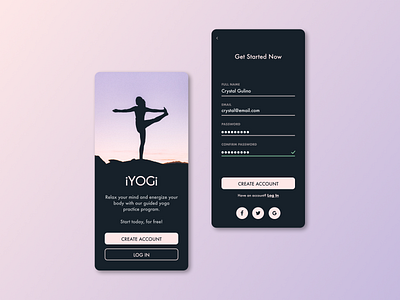 #1 Sign Up - Yoga App black design health app healthy lavender minimal ui uidesign ux uxdesign web website