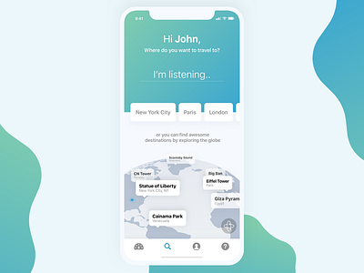 Travel - Conversational UI conversational ui flight app flight booking globe hotel app hotel booking travel voice