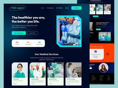 Medical support web landing page design clean clinic covid 19 doctors health healthcare homepage hospital landing page medical medical support medicine minimal professional treatment ui ux web web design website