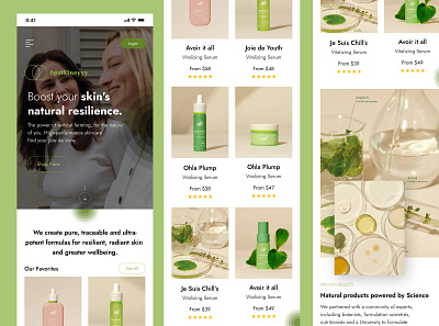Skin Care Mobile Responsive Design beauty beauty product beauty website clean cosmetics digital product design landing page minimal mobile app design product design responsive mobile app skin care ui user experience user interface ux visual design web design web template website