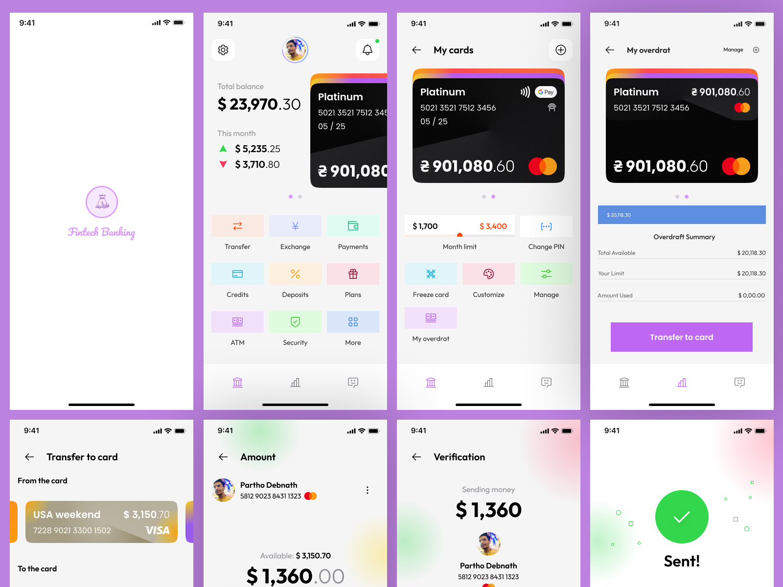 Fintech App Design by Partho Debnath on Dribbble
