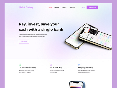 Fintech App Landing Page Design application bank account bank card banking banking website fintech homepage fintech uiux fintech web fintech web design fintech website design hero section landing page money transfer product design transaction app ui user interface design ux web design