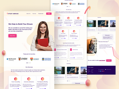 Study Abroad Landing Page - Web Design aboard app branding design first post icon study study abroad ui ui design web website