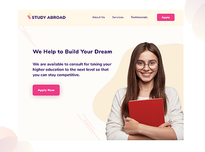 Landing Page abroad design first post illustration study ui design