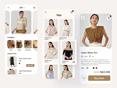 Lify Fashion App branding clothing app fashion app ui design