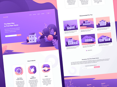 Snail's House Landing Page Animation after effect animation fun home house illustration interaction landing page landing page concept landing page ui motion purple real estate scroll animation snail website