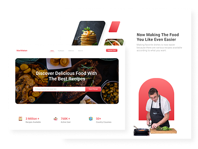 Landing Page MariMakan, Website to Find Food Recipes app ui branding design graphic design landing page ui ui design uidesign uiux we web webdesign website