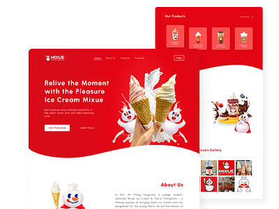 Mixue Ice Cream Landing Page - Food Website app app ui design food landing page ui ui design uidesign uiux web design webdesign website website design