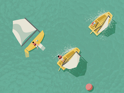 Optimist Sailing Race capsize dinghy illustration magazine cover optimist race regatta sailing sea texture waves