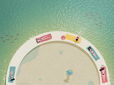 Passetto ancona beach illustration italy sea summer sunbathing texture vacation