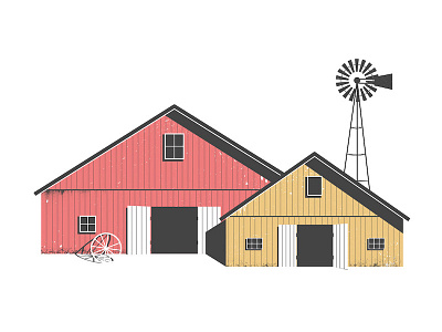 Barns barns countryside illustration red barn windmill