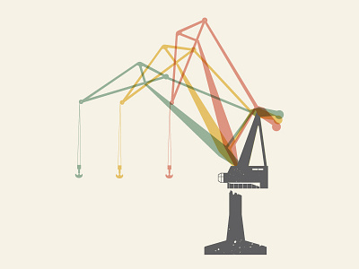 Crane Motion crane illustration port screen print shipping