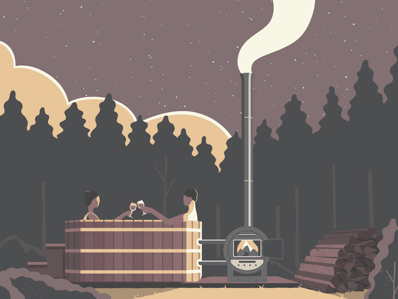 Air Canada enRoute geodesic dome architecture camping air canada enroute glamping illustration